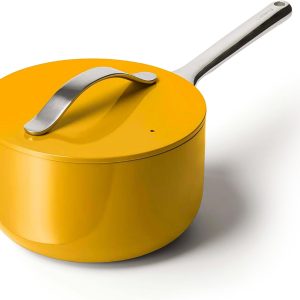 Nonstick Ceramic Sauce Pan with Lid (3 qt) - Non Toxic, PTFE & PFOA Free - Oven Safe & Compatible with All Stovetops (Gas, Electric & Induction) -