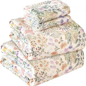 Botanical Print 4-Piece Silk Bedding Set