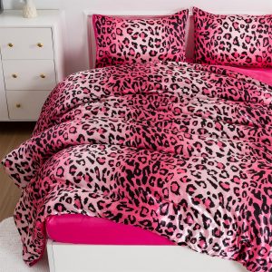Leopard Print 5-Piece Silk Bedding Set