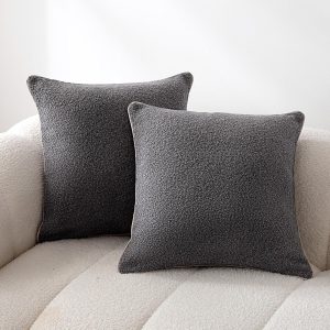 Throw Pillow Covers for Couch, Living Room, Home Decor with Hidden Zipper, Grey, 16×16in, Pack of 2